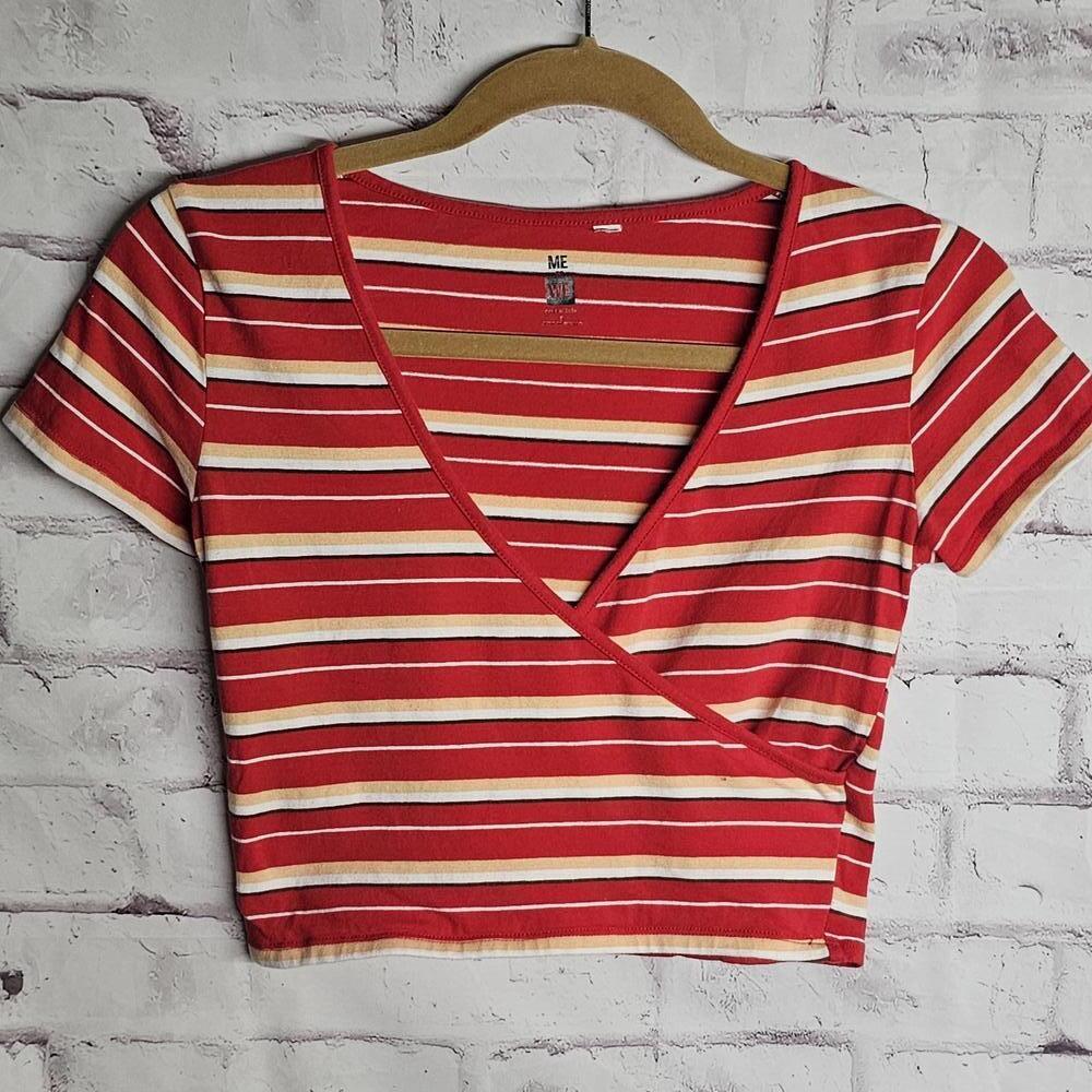 Me We Cotton Striped Crop Top